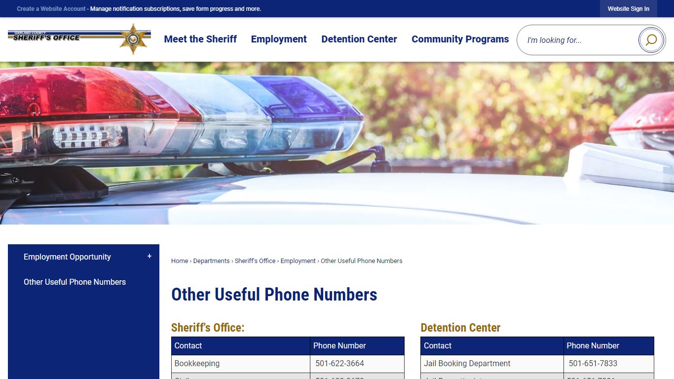 Other Useful Phone Numbers | Garland County, AR